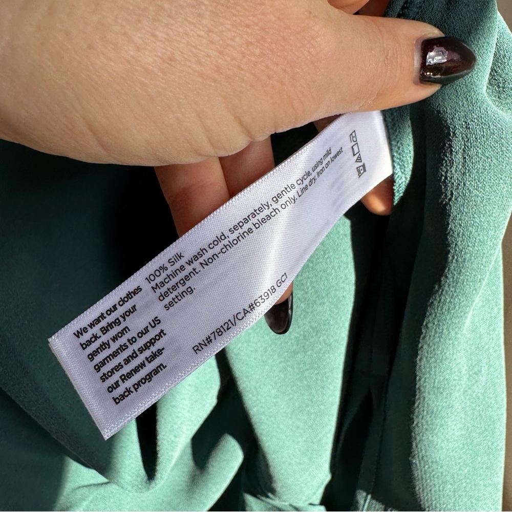 NWT Eileen Fisher Silk Georgette Crepe Boat Long Shell Tunic Pine Sz S - Picture 7 of 7